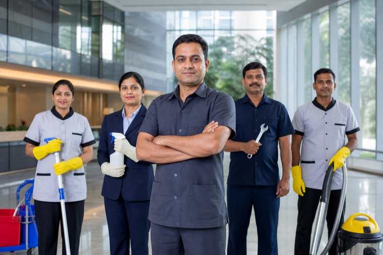 Trained, uniformed housekeeping staff on deployment