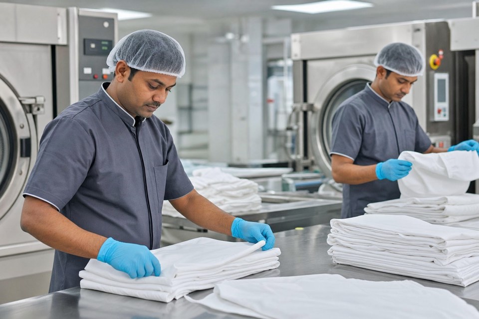 Professional institutional hospital laundry & linen crew for schools, hospitals, and corporate campuses