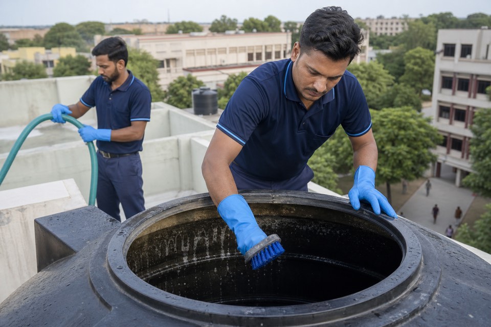 Professional institutional hostel tank safai crew for schools, hospitals, and corporate campuses