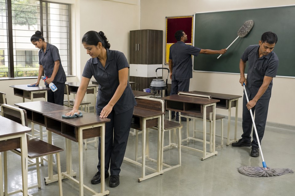 Professional institutional school cleaning & safai crew for schools, hospitals, and corporate campuses