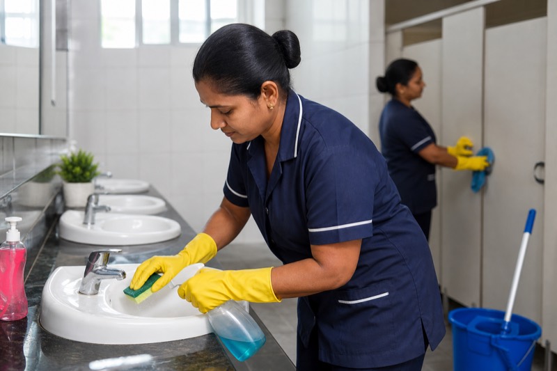 Institutional toilet cleaning crew in Bangalore